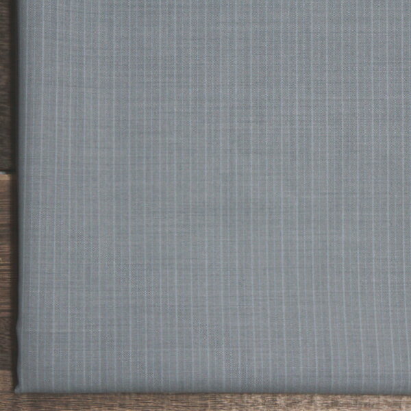 3月5日 新着！【やや訳あり】 イタリー Mario Lovati スーパーファインウール 春夏スーツ地 ライトストレッチ 平織り 先染めオンブレストライプ 杢スカイグレー地＆水色 W[着分生地 310cm] 【送料無料】 【RCP】