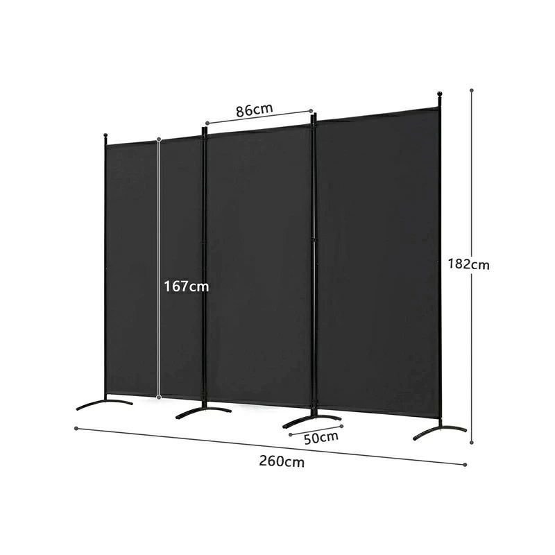 ひでこば商店の間仕切り パーテーション 4連/3連 高さ182cm 折り畳み式 衝立パーテーション スクリーン 布タイプ 屏風 目隠し 区切り プライバシー保護 区画 折りたたみ 軽量 簡単設置 工具不要 簡単組み立て リビング 寝室 オフィス 更衣室 会議室 寮 プレゼント ギフト 贈り物 送料無料｜アングル2