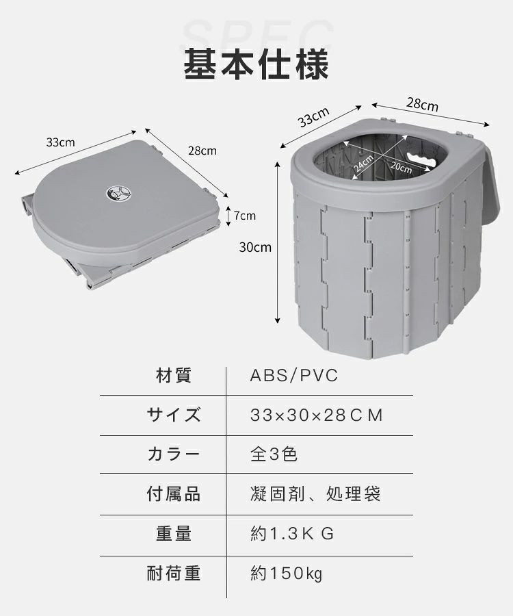 【4点セット：テント＋簡易トイレ+凝固剤+処理袋】 簡易トイレ セット 非常用 災害用 防災 水洗 折りたたみ 車 トイレ 介護 キャンプ アウトドア 登山 避難 地震 津波 台風 緊急 携帯 グッズ 車中泊 椅子 野外 便器 車内 防災 災害用トイレ 非常用トイレ 介護用 hidekobashouten-10017154 ひでこば商店 サンプル画像3