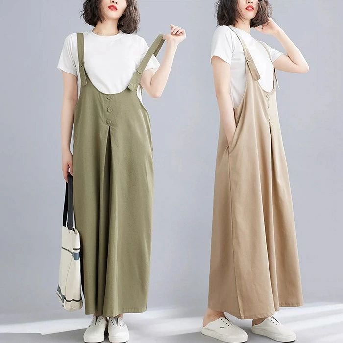 商品詳細 特徴 ルーズなシルエットが今年らしい！ 女性らしく着心地にも気を使ったオールインワン。 素材 コットン ポリエステル サイズ 総丈122cm ヒップ130cm ウエスト110cm 生産国 中国 ご注意点 ※写真の撮り方や光の当て具合によって若干色合いが異なることがございますのでご了承くださいませ。 ※多少の個体差があります。ご了承の上お買い求めくださいませ。