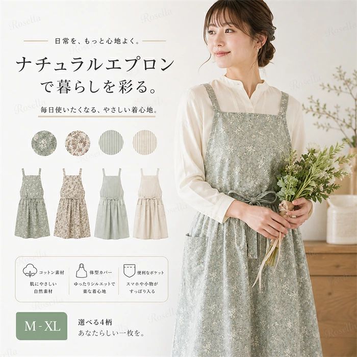 セット内容&nbsp;✽.*꙳ エプロン（記載のないアクセサリー、小物等は付属しません） 素材&nbsp;✽.*꙳ 綿 カラー&nbsp;✽.*꙳ A/B/C/D/E サイズ (cm)&nbsp;✽.*꙳ フリーサイズ/着丈：96cm　ウエスト：86cm（結んで調整する）　重さ：0.32kg※表記寸法と実寸値の多少の誤差はご容赦ください。
