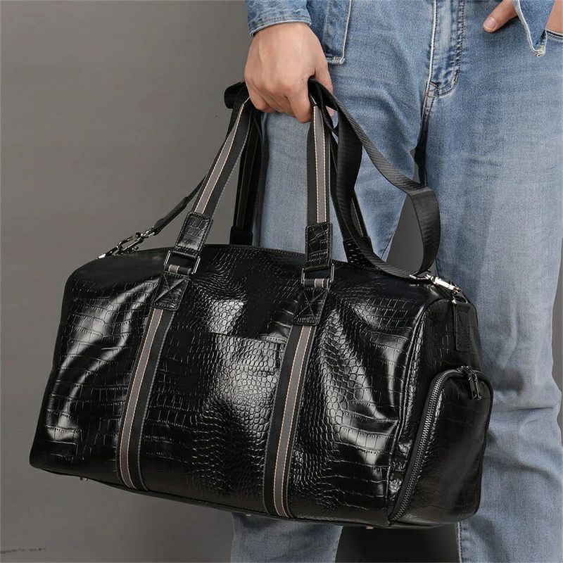 ひでこば商店のゴルフ バッグ 46cm*25cm*25cm 本革 レザーバッグ 耐摩耗 乾湿分離 メンズ バッグ 頭層牛革 シューズ収納 ゴルフバッグ ショルダーバッグ スポーツ オシャレ 鞄 カバン ゴルフ用品 軽量 防水 靴 ポケット 大容量ファスナーポケット手提げ 片肩 斜め掛け 横型 外出 プレゼント｜アングル2