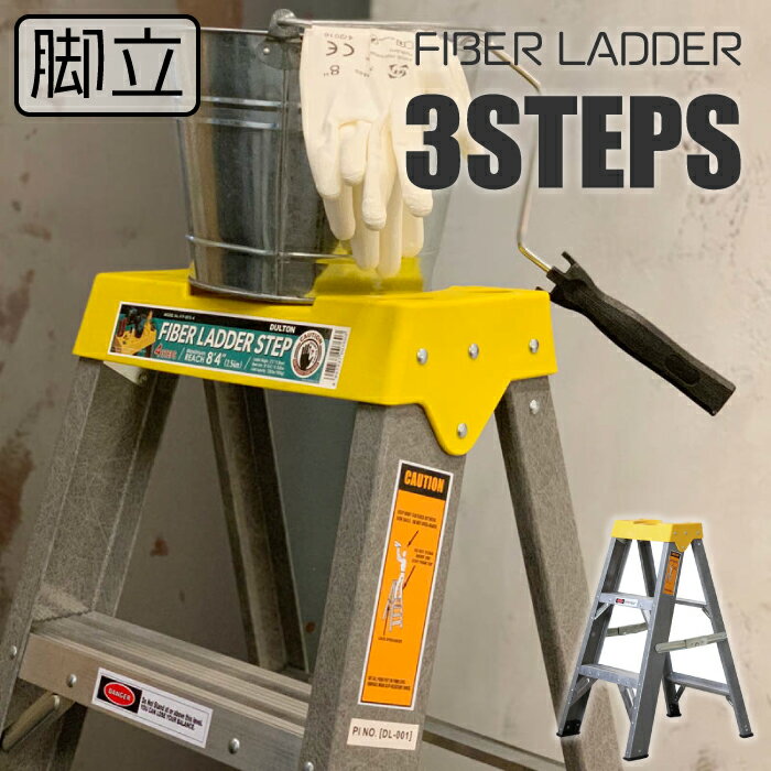 はしご 脚立 アルミ製 3段 3ステップ 78cm 耐荷重 150kg おしゃれ 無骨 デザイン オシャレ 作業 折り畳み 踏み台 踏台 ステップ台 ガレージ かっこいい シルバー 黄色 DIY 工具 ■ ダルトン DULTON ファイバー ラダー 3ステップス [H19-0015-3]