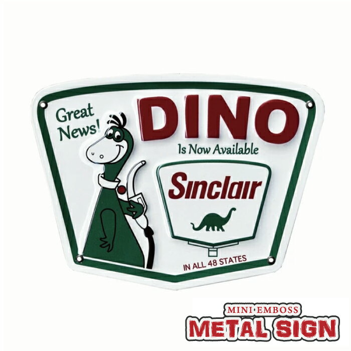 楽天ハイドアウト【メール便送料無料】 看板 ティンサイン エンボス （DINO） 金属製 インテリア デザイン ガレージ 壁 おしゃれ アドバタイジング アメリカ アメリカン雑貨 ■ ミニエンボス メタルサイン