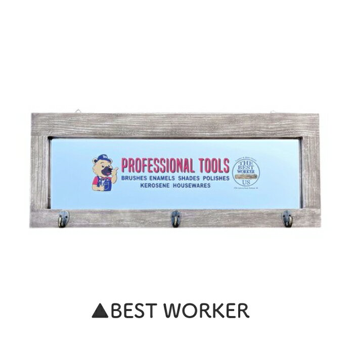 ウッドフック ミラーボード ■ 鏡 木製 壁掛け フック付き フレーム デザイン ガレージ インダストリアル おしゃれ かわいい インテリア ミラー フック 収納 ギフト プレゼント