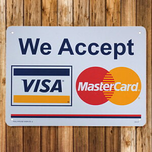 【メール便送料無料】 【看板】プラスチックサインボード カード利用可 (WE ACCEPT VISA Master Card) [CA-37] ■ 男前インテリア メッセージ サインプレート アメリカン雑貨