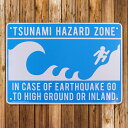 【メール便送料無料】 【看板】プラスチックサインボード 津波危険区域 (TSUNAMI HAZARD ZONE) CA-68 ■ 男前インテリア メッセージ サインプレート アメリカン雑貨