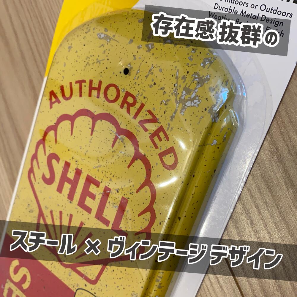 スチール製 湿度計 ヴィンテージ調 アメリカン ガレージ シェル サーモメーター 壁掛け デザイン USA スタンド アメリカン雑貨 室内 ギフト プレゼント ■ メタルサーモメータ― SHELL [2]