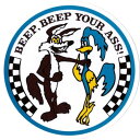 【メール便送料無料】 【レーシングステッカー】 ロードランナー＆コヨーテ BEEP BEEP YOUR ASS ms083 ■ステッカー かっこいい 車 アメリカン スーツケース バイク おしゃれ アウトドア アメリカン雑貨 【あす楽対応】