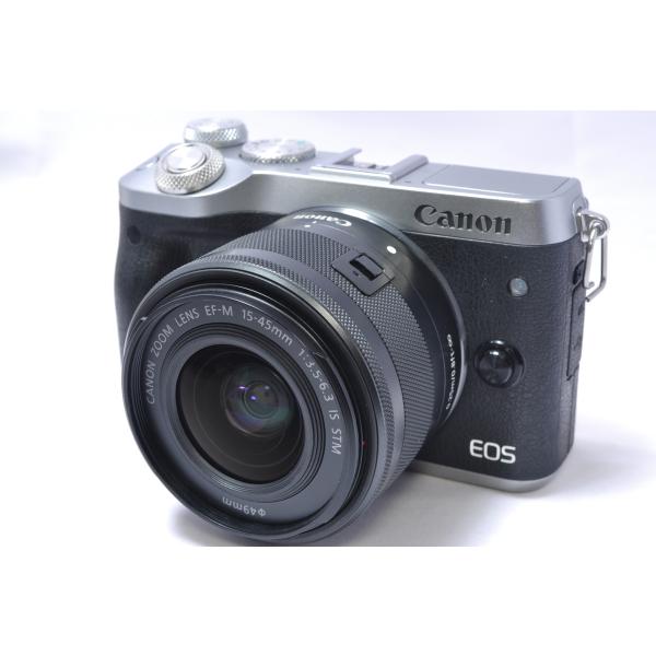 【中古】【1ヶ月保証】 Canon キヤノン EOS M6 レンズキット シルバー SDカード付き