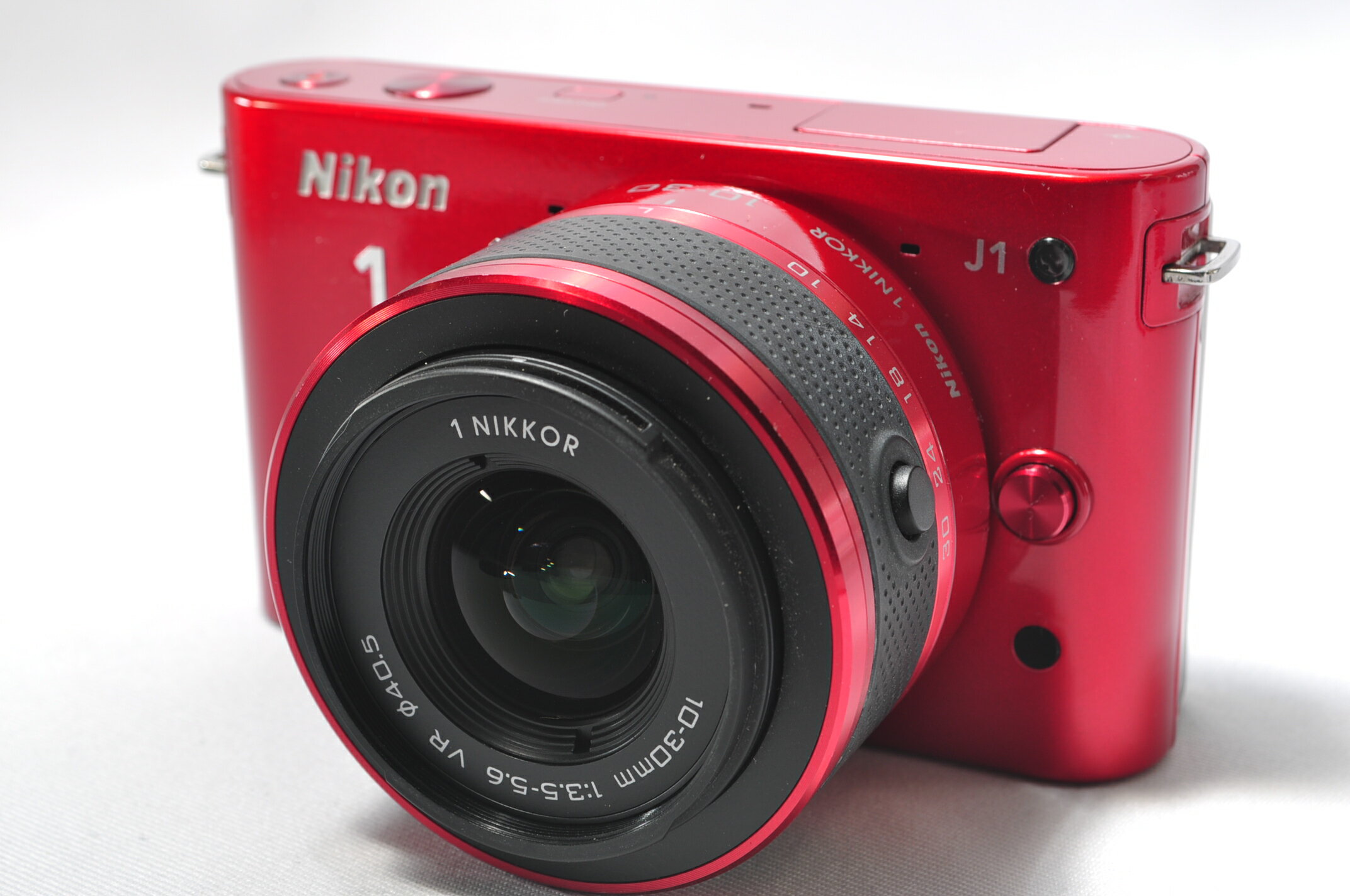 【中古】【1ヶ月保証】 ミラーレス一眼 ニコン Nikon 1 J1 レンズキット レッド SDカード付き