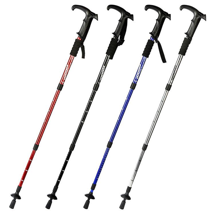 2本セット トレッキングポール 登山ステッキ ストック 軽量 アルミ製 コンパクト 折り畳み T型グリップ 4段式 登山用杖 軽量 ウォーキングポール