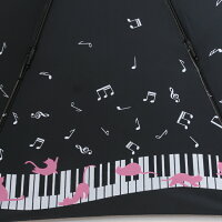 UV晴雨兼用折傘パゴダアンティークゴールド/ネコ50cm×8本骨<ひんやり傘>