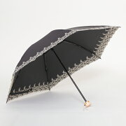 UV遮熱遮光ミニ傘花柄50cm×6本骨晴雨兼用<クールプラス>ブラック