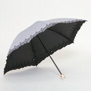 UV遮熱遮光ミニ傘花柄50cm×6本骨晴雨兼用<クールプラス>シャンブレーグレー