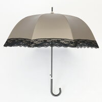UV晴雨兼用ジャンプ傘縁レース55cm×8本骨【LIEBEN-1442】<ひんやり傘>