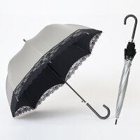 UV晴雨兼用ジャンプ傘縁レース55cm×8本骨【LIEBEN-1442】<ひんやり傘>
