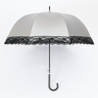 UV晴雨兼用ジャンプ傘縁レース55cm×8本骨【LIEBEN-1442】<ひんやり傘>