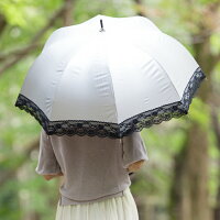 UV晴雨兼用ジャンプ傘縁レース55cm×8本骨【LIEBEN-1442】<ひんやり傘>
