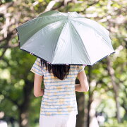 UV晴雨兼用コンパクト長傘シルバー/リボンブラック