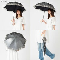 UVコンパクト長傘シルバーレースベージュ
