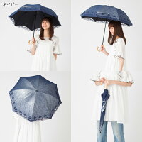 UVコンパクト長傘シルバーレースネイビー
