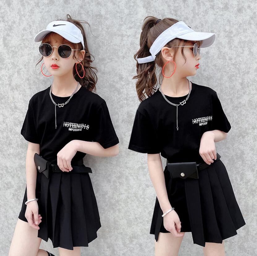 送料無料 子供服 セットアップ 女の子 夏服 Tシャツ+スカート 上下セット ジュニア服 子ども服 可愛い 普段着 お出かけ 通園 通学 チェック柄ショーツ 110cm 120cm 130cm 140cm 150cm 160cm 3