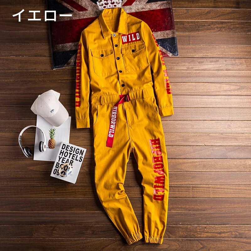 作業服 オーバーオール つなぎ オールインワン メンズ ワークウェア 仕事着 ユニフォーム サロペット カジュアル 長袖 ロングパンツ カーゴ風 ジャンプスーツ あたたかい おしゃれ かっこいい S～5XL 8色