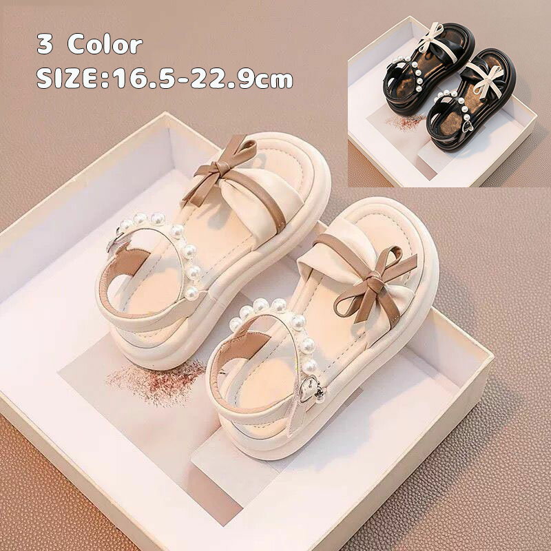 女の子 サンダル キッズサンダル 夏靴 プリンセス風 リボン付き パール付き 幼児サンダル 子供靴 ソフトソール フラットサンダル 滑り止め おしゃれ 可愛い 公主風 韓国風 ベビーサンダル 通園 通学 お出かけ 夏新作 2025新作 人気