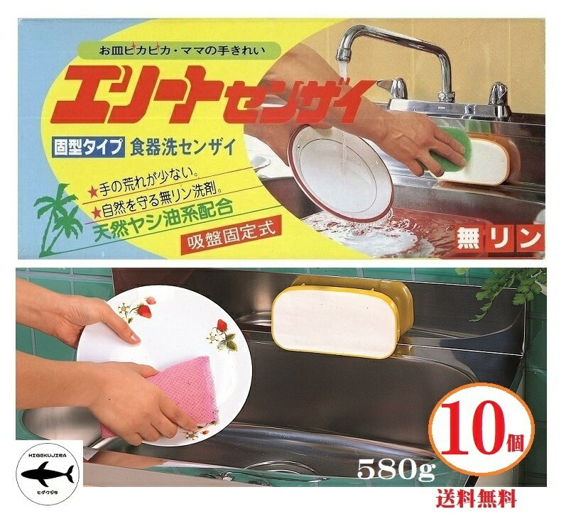 10個組 固形タイプ食器洗い洗剤 エリート洗剤 580gx 10個 天然ヤシ油系配合 無リン 環境 経済的 手荒れ エコ 固形洗剤 日本製
