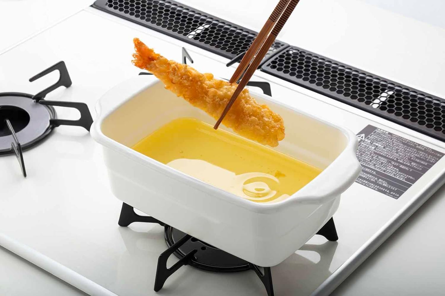 高木金属 ホーロー 天ぷら鍋 角型 油切りトレー付き 28.3×16.1×8.7cm HT-KWT 卓上 チーズフォンデュ 揚げ物 チョコレートフォンデュ 唐揚げ IH200V対応 直火OK 3
