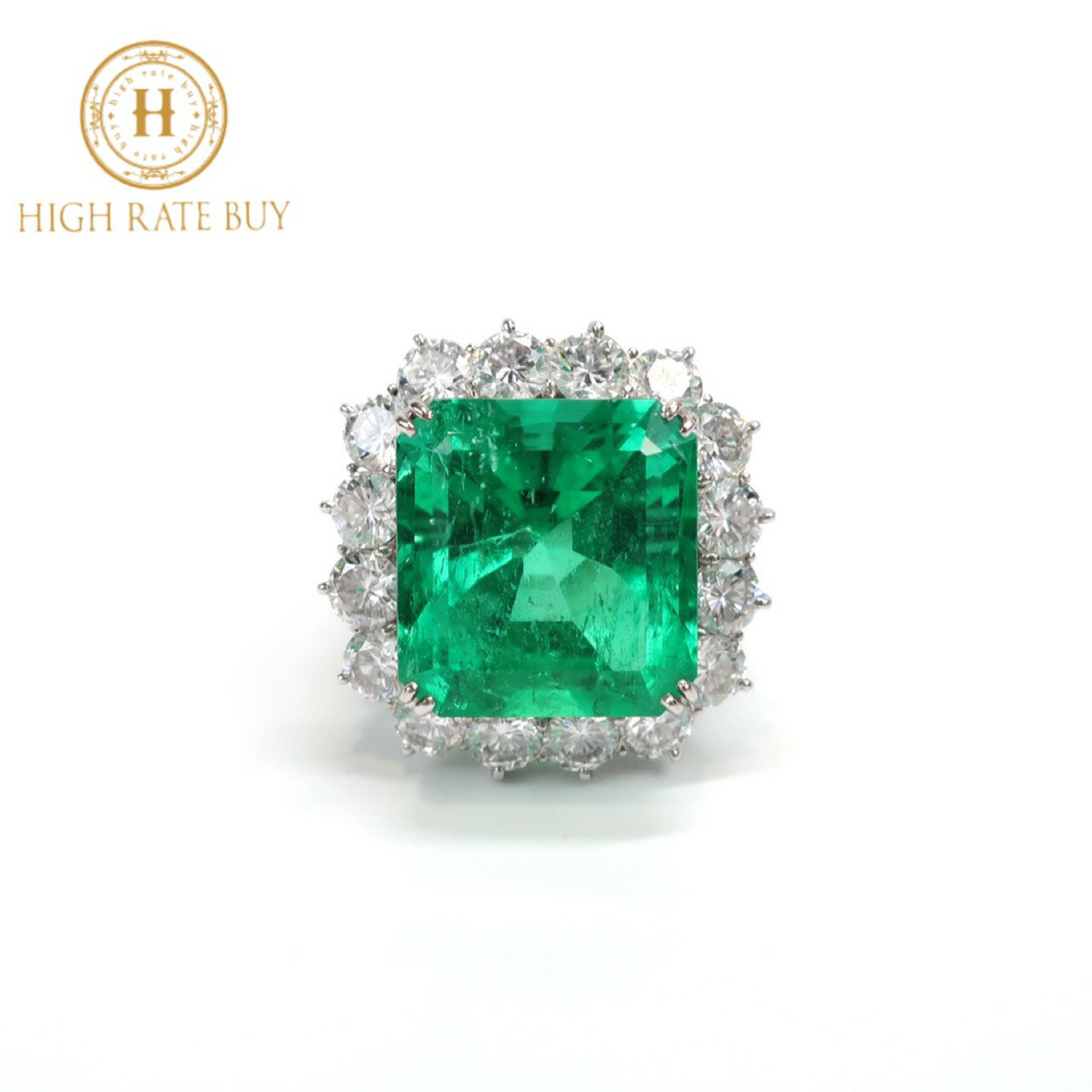 【在庫処分値下げ】1点限定 Pt900 プラチナ エメラルドリング Emerald エメラルド14.20ct ダイヤモンド3.98ct 20.08g コロンビア産 GIA鑑別書付き 17号 天然石 宝石 ジュエリー レディース 指輪 送料無料