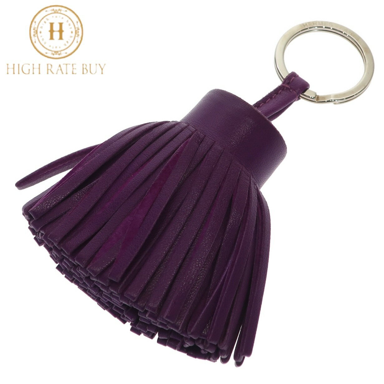 【未使用品】HERMES エルメス カルメン アニョーミロ ヴィオレ ゴールド金具 レディース キーホルダー キーリング タッセル フリンジ バッグチャーム ラムスキン パープル 紫 Carmen Keyring Lambskinのサムネイル