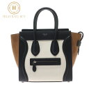 セリーヌ ハンドバッグ（レディース） 【極美品】CELINE セリーヌ ラゲージ マイクロショッパー 167793AY2.01BC カーフレザー ヌバック ホワイト ネイビー ブラウン トリコロール レディース ハンドバッグ