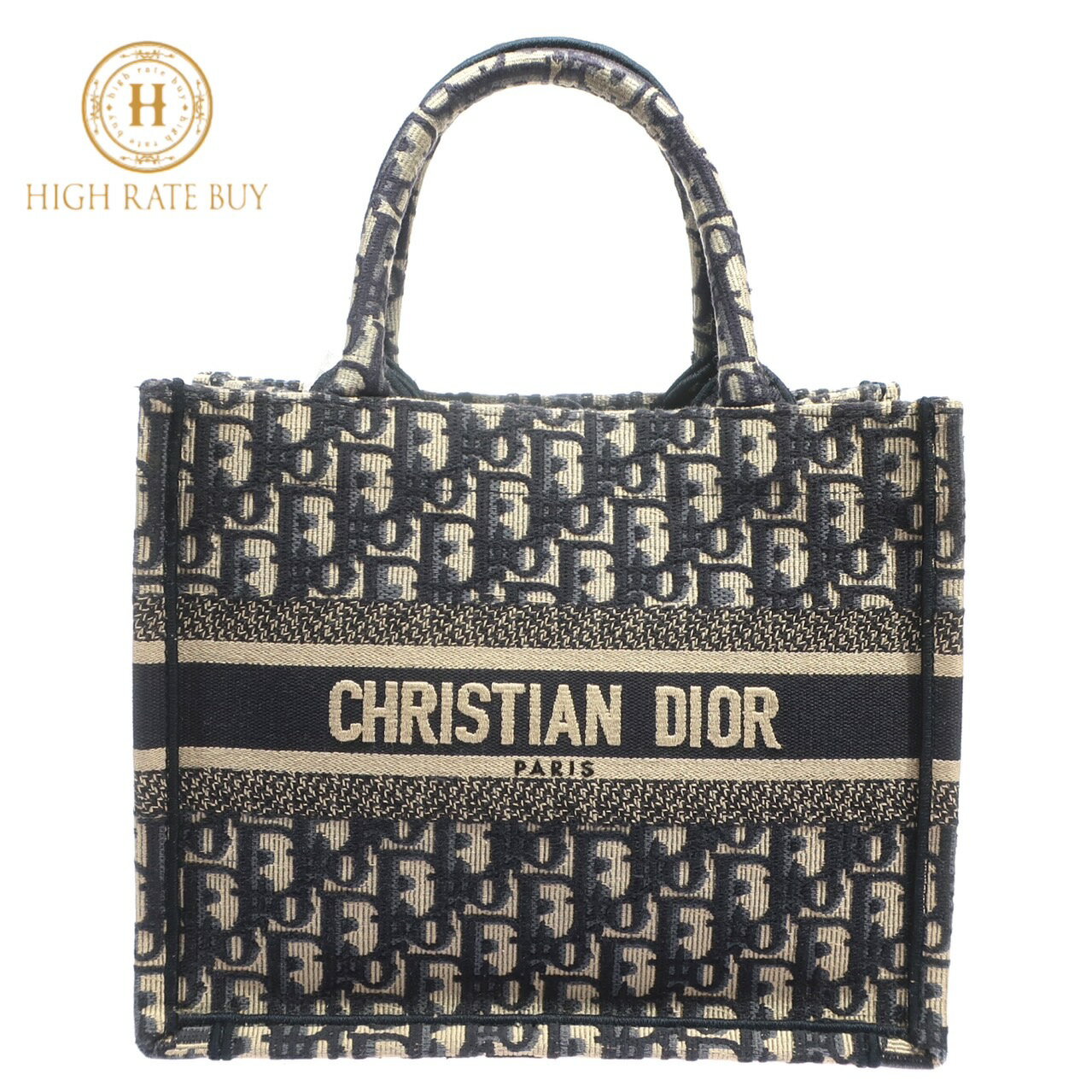 ディオール バッグ（レディース） 【未使用品】Christian Dior クリスチャンディオール ブックトート スモール M1265ZRIW オブリーク ジャガード トートバッグ キャンバス ネイビー レディース