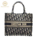 【未使用品】Christian Dior クリスチャンディオール ブックトート スモール M1265ZRIW オブリーク ジャガード トートバッグ キャンバス ネイビー レディース