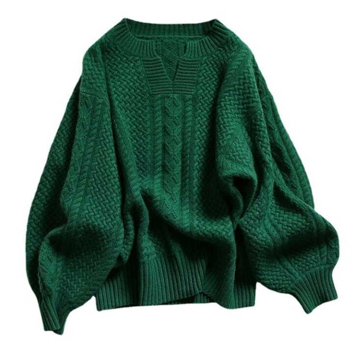 ニット セーター レディース トップス 長袖 ウール混 ケーブル編 Vネック トップス ニットソー ゆったり お洒落 体型カバー 上品 通勤 30代 40代