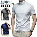 メンズ トップス 夏 tシャツ 【2枚セット】ハイネック モックネック 無地 ポロシャツ ビジネス 春 半袖 ティーシャツ ハイネックシャツ カットソー カジュ...