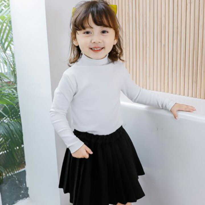 無地 春 トップス 子供服 女の子 結婚式 ハイネック こども服 キッズ 子ども服 秋 ...