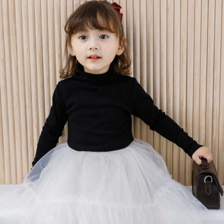 無地 春 トップス 子供服 女の子 結婚式 ハイネック こども服 キッズ 子ども服 秋 ...