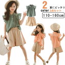 かわいい シャツ キッズ 夏にピッタリ!2点セット 夏服 ハーフパンツ ショートパンツ ボトムス フリル袖 トップス 袖なし セットアップ ジュニア こども ブラウス 上下セット 子供服 ガールズ 女児 おしゃれ 140 110 120 130 140 女の子