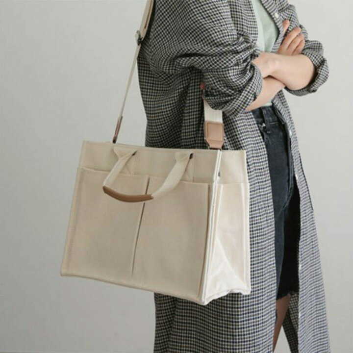 Tote bag, women's bag, sub-bag, canvas bag, commuter bag, simple, canvas bag, handbag, shoulder bag, 2-way, 4 colors, Korean style, fashionable.