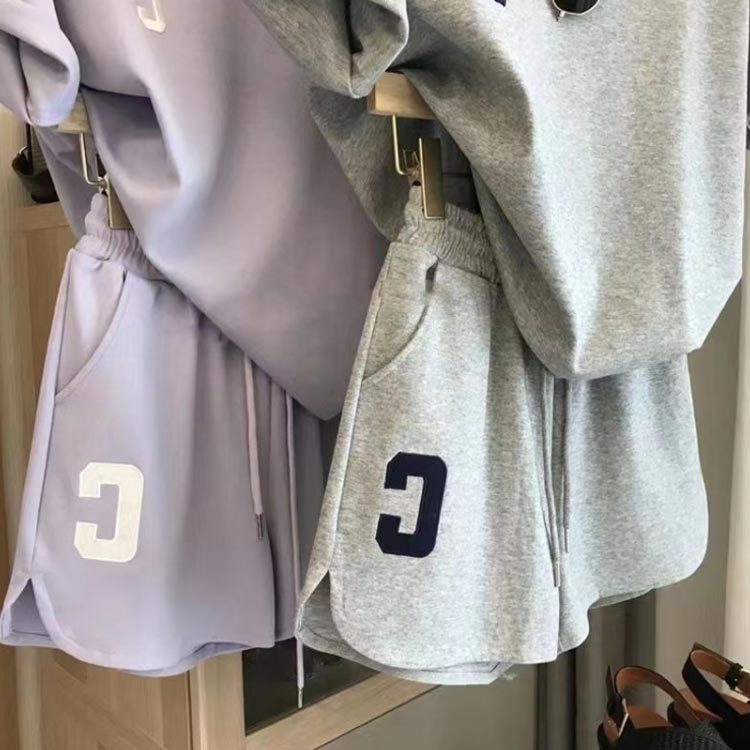 パジャマ カジュアル レディース ショートパンツ 半袖 スポーツウェア 上下セット ルームウェア ワンマイルウェア Tシャツ 大人 グレー おしゃれ 体型カバー シンプル 韓国 2点セット ポケット付き 短パン セットアップ