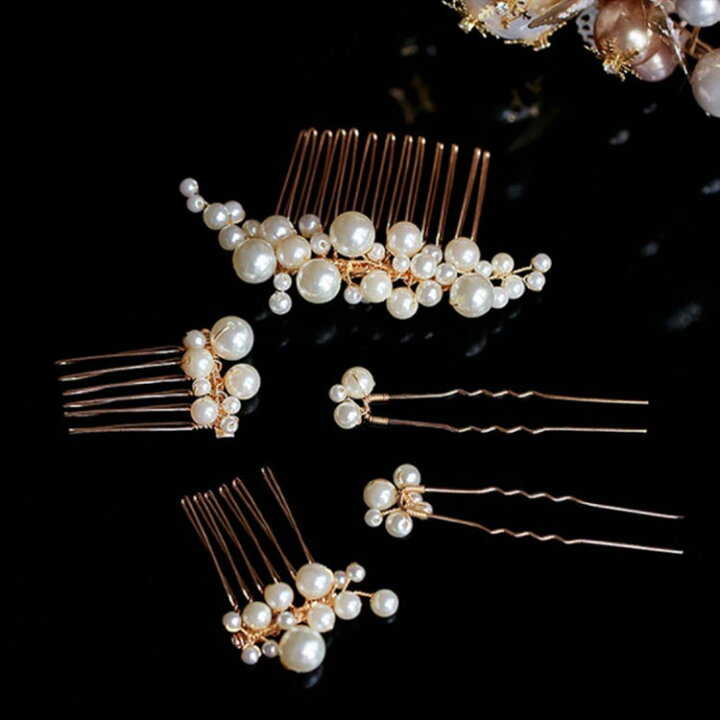 ヘアピン 髪飾り かんざし ヘアアクセサリー ヘッドドレス ヘアクリップ 子供 コーム フォーマル 留袖 黒留袖 和装 浴衣 花嫁 入学式 披露宴 卒業式 ダンス 賜物 結婚式 パール 二次会 パーティー Uピン 5点セット ウェディング 撮影 髪留め 送料無料