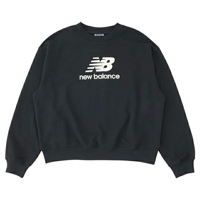 樂天商城 - 【9日20時〜16日1時59分限定クーポン配布中】●New Balance ニューバランス Sport Essentials Stacked Logo スウェットクルー BK WT41503 【 アウトドア トレーナー オーバーサイズフィット スポーツ レディース ウィメンズ 長袖 トップス 】