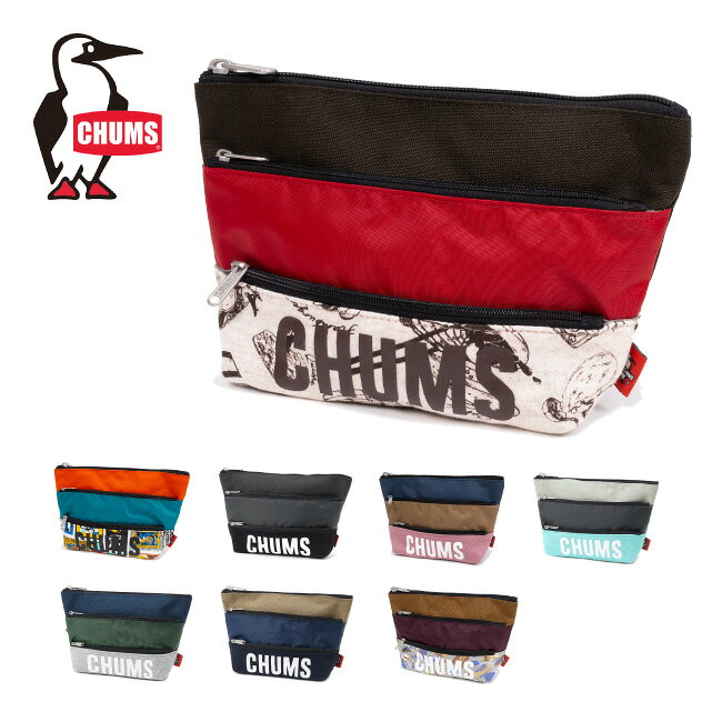 ●CHUMS チャムス Tricolor 3 Pocket Pouch Sweat Nylon トリコロール3ポケットポーチスウェットナイロ..