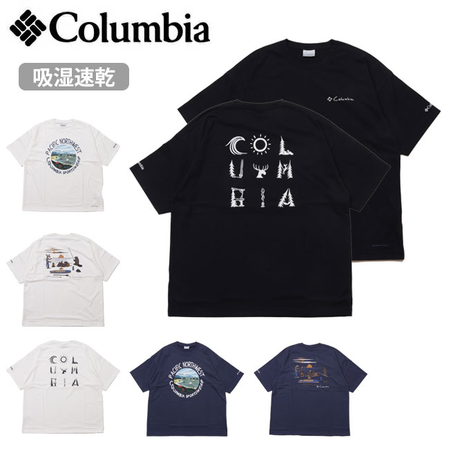 樂天商城 - ●Columbia コロンビア Lake to Avenue Graphic SS Tee レイクトゥアベニューグラフィックショートスリーブTシャツ PM0537 【 コラボ トップス 半袖 吸湿速乾 UVカット リラックスフィット アウトドア 】【メール便・代引不可】