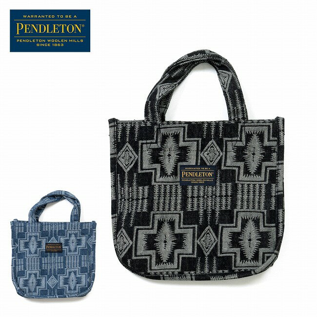 メーカー希望小売価格はメーカーカタログに基づいて掲載していますSpec ブランド名 PENDLETON ペンドルトン 商品名 Jaquard Denim Bag ジャガードデニムバッグ メーカー型番 PDT-000-261003 サイズ 縦約22.5cm×横約25.5cm×マチ約15.5cm※自社採寸のため、多少の誤差はあらかじめご了承ください。 カラー BlackIndigo 詳細 &nbsp; ミニサイズのジャガードデニムバッグです。お出かけやランチバッグ、サブバッグとしてもお使いいただけます。手提げで小物を入れるのにぴったりです。中にポケットが3つあります。----------------------------------【素材】表地：綿60%、ポリエステル40%裏地：綿100% ------------------------------------------------------------ ※モニタやPC環境等により実物と多少色合いが異なって見える場合もございます。 ※外箱がある商品につきましては生産、運搬の過程上、商品の箱(外箱)に多少の汚れや、破れ等が生じる場合がございます。 予めご了承の上お買い求め頂きます様、よろしくお願いいたします。 ※パターン生地を使用している商品によってはパターン位置に個体差がございます。予めご了承下さい。 ※一部商品画像にメーカー提供画像を使用している商品もございますので、仕様が予告なく変更される場合がございます。 ※複数のショッピングモールで同時販売しておりますので、在庫切れになってしまう場合がございます。 厳重に注意し在庫システムで管理を行っておりますが、お買い上げいただいた商品が品切れになってしまう場合がございます。 また、人気商品に関しましても複数のお客様が一度に購入を行い、在庫の反映が間に合わずご購入できてしまう場合がございます。 その際はお客様には必ずご連絡をさせていただきますが、万が一入荷予定がない場合はキャンセルさせていただく場合がございます。 大変申し訳ございませんがあらかじめご了承ください。 ※メール便発送対象商品に関しましては、メール便規定料金にてお送りします。 ※ガス缶などをご使用いただく商品の場合、同メーカーのものをご使用いただくことを推奨しております。 製品不良などが起こった場合、保証対象外となる場合がございます。 ------------------------------------------------------------
