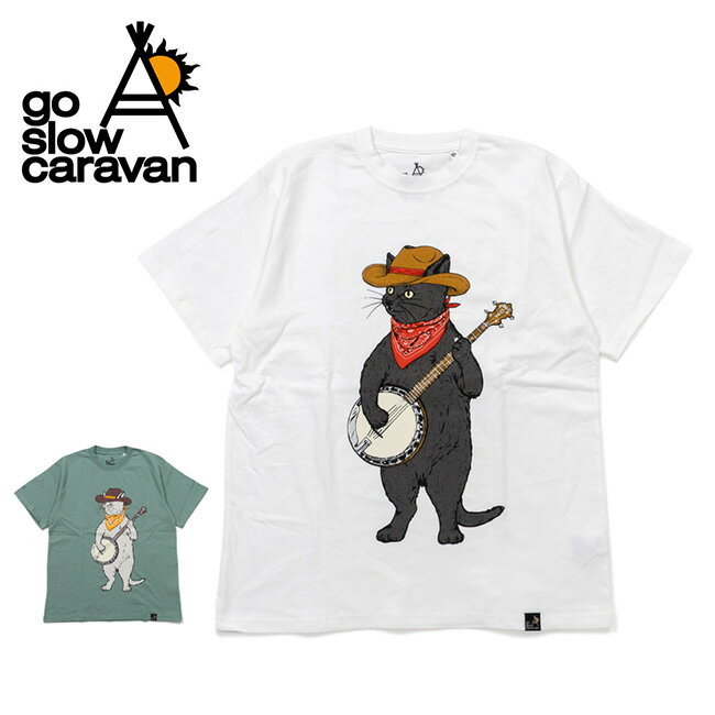 樂天商城 - 【9日20時〜16日1時59分限定クーポン配布中】●go slow caravan ゴースローキャラバン USA/C バンジョー猫 TEE 361910 【 トップス Tシャツ 半袖 コットン 綿 】【メール便・代引不可】