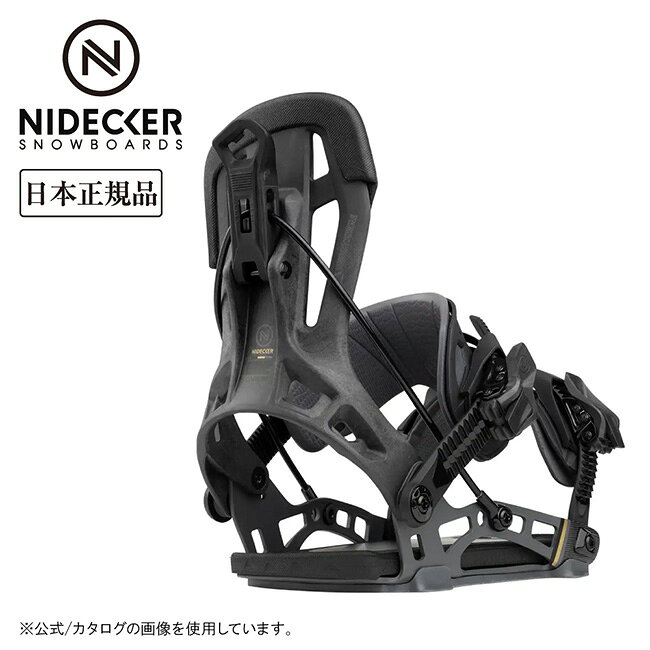 メーカー希望小売価格はメーカーカタログに基づいて掲載していますSpec ブランド名 NIDECKER ナイデッカー 商品名 Flow NX2 Carbon フロウNX2カーボン メーカー型番 サイズ M：23.5〜26cmL：26.5〜28.5cm※メーカーサイズ参照 カラー Black 詳細 &nbsp; 【特徴】爆発的なパワー、ナイフエッジのようなコントロール性NX2-Carbonは、NIDECKER社のラインナップの中で間違いなく最も反応の良いFlow Design製ビンディングです。急斜面を猛スピードで駆け下りたり、鋭いカービングを決めたり、純粋にハイパフォーマンスな滑走を楽しむために設計された、超剛性かつ軽量なモデルです。伝説的なNX2シャーシをベースに、いくつかのコンポーネントをアップグレードしました。まず、カーボンを配合したナイロン製のワンピース構造「Asym Uniback」を採用し、正確なフィット感とヒールエッジでの卓越したコントロール性を実現しています。フリーライドの達人たちよ、あなたの願いが叶いました。・このバージョンのNX2-Carbonには、NIDECKER社の「フュージョン・スタイル」ストラップを採用しています。　トゥ部分とアンクル部分をシームレスに一体化させ、足を滑り込ませるのを可能な限り容易にし、ブーツをより広く覆うことで、パワー感の向上を実現しています。・ベースプレートはアルミニウムを精密加工して作られており、工具不要のフットベッドに加え、スムーズな装着と確かなレスポンスを実現する独自のカーボンコンポジット製「Slip-N-Grip」プレートを採用しています。・「アクティブ・ストラップ・テック」は、ハイバックをリクライニングさせるとリグ全体を自動的に持ち上げるため、ロックして準備を整えるのがさらに迅速になります。【フレックス】プロ・スティフ：最高のパワーと精度。NIDECKER社ラインナップの中で最も硬く、反応性に優れたこのビンディングは、最大のジャンプや最も急なラインに挑むエキスパートライダーのために作られています。 ------------------------------------------------------------ ※モニタやPC環境等により実物と多少色合いが異なって見える場合もございます。 ※外箱がある商品につきましては生産、運搬の過程上、商品の箱(外箱)に多少の汚れや、破れ等が生じる場合がございます。 予めご了承の上お買い求め頂きます様、よろしくお願いいたします。 ※パターン生地を使用している商品によってはパターン位置に個体差がございます。予めご了承下さい。 ※一部商品画像にメーカー提供画像を使用している商品もございますので、仕様が予告なく変更される場合がございます。 ※複数のショッピングモールで同時販売しておりますので、在庫切れになってしまう場合がございます。 厳重に注意し在庫システムで管理を行っておりますが、お買い上げいただいた商品が品切れになってしまう場合がございます。 また、人気商品に関しましても複数のお客様が一度に購入を行い、在庫の反映が間に合わずご購入できてしまう場合がございます。 その際はお客様には必ずご連絡をさせていただきますが、万が一入荷予定がない場合はキャンセルさせていただく場合がございます。 大変申し訳ございませんがあらかじめご了承ください。 ※メール便発送対象商品に関しましては、メール便規定料金にてお送りします。 ※ガス缶などをご使用いただく商品の場合、同メーカーのものをご使用いただくことを推奨しております。 製品不良などが起こった場合、保証対象外となる場合がございます。 ------------------------------------------------------------
